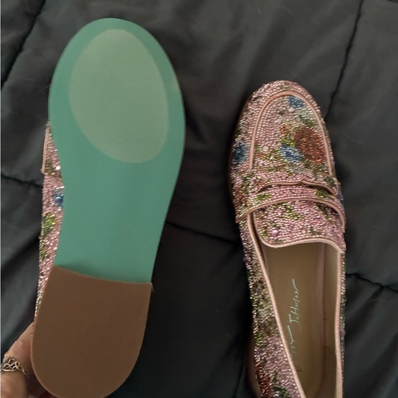 Betsey Johnson Pink Crystal Floral Loafers - Picture 3 of 5